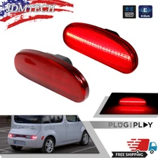 For 2009-14 NISSAN CUBE Red Lens Rear Bumper Side Marker Lights LH & RH Set of 2