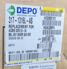 Drivers Left Rear Inner Taillight Honda Accord 2003-2004 New Depo 317-1316L-AS