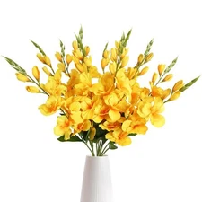 Yellow Gladiolus Artificial Flowers 10PCS Silk Gladiolus Flowers 30in Fake Gl...