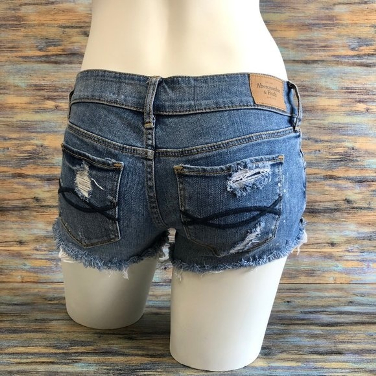 Abercrombie u0026 Fitch Womens Shorts Low Rise Destroyed Distressed Blue Size  00 W24 | eBay