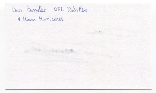 Don Bosseler Signed 3x5 Index Card Autographed NFL Football Washington - Picture 2 of 2
