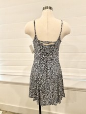 Decree Sun dress NWT Juniors M Short Black White Spaghetti Strappy V-neck