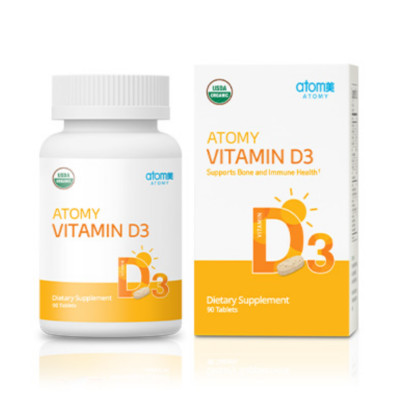 Atomy Vitamin D3 Tablets Vegan K2 Mushroom Blend Organic Non-GMO Halal 90pcs NEW