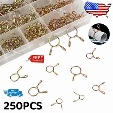 250Pcs 5mm-14mm Hose Spring Clips Fuel Oil Line Air Tube Clamps Assortment Kit