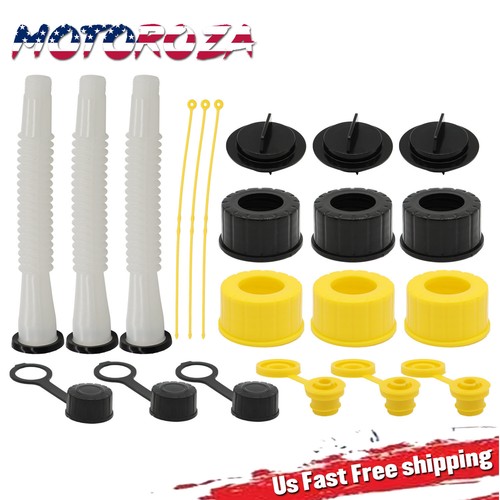 3 Pack Gas Can Replacement Spout Cap Parts Kit Flexible Pour Nozzle