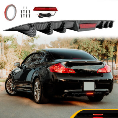 For Infiniti G35 G37 Sedan Carbon Rear Bumper Diffuser Spoiler w LED Tail Light