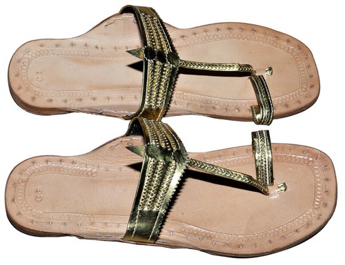 Indian Womens Wear Gold Lady Kolhapuri 