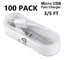 Lot 100X 5ft Wholesale Micro USB Charger Fast Charging Cable Cord For Android LG