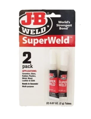 J-B WELD JB Weld Superweld 2g Twin Pack Clear cyanoacrylate Super Glue bonds in seconds