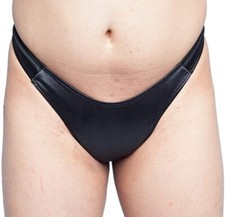 Ultimate Hiding Gaff Black Satin Thong Big-Tall Size XL/38-42