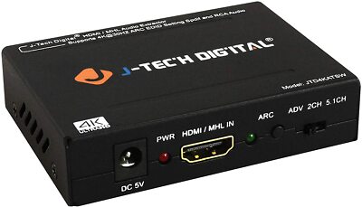 J-Tech Digital HDMI 1.4 Audio Extractor De-Embedder 4K@30Hz Optical SPDIF Toslin