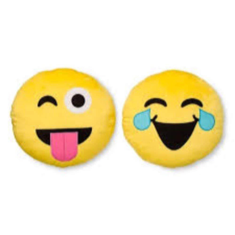 Emojination WAH Haha Tongue Out Emoji Yellow Round Reversible