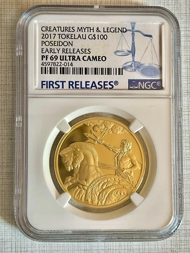 Tokelau 2017 Creatures Myth & Legend Poseidon $100 Gold NGC PF69 UC ER SKU#6056
