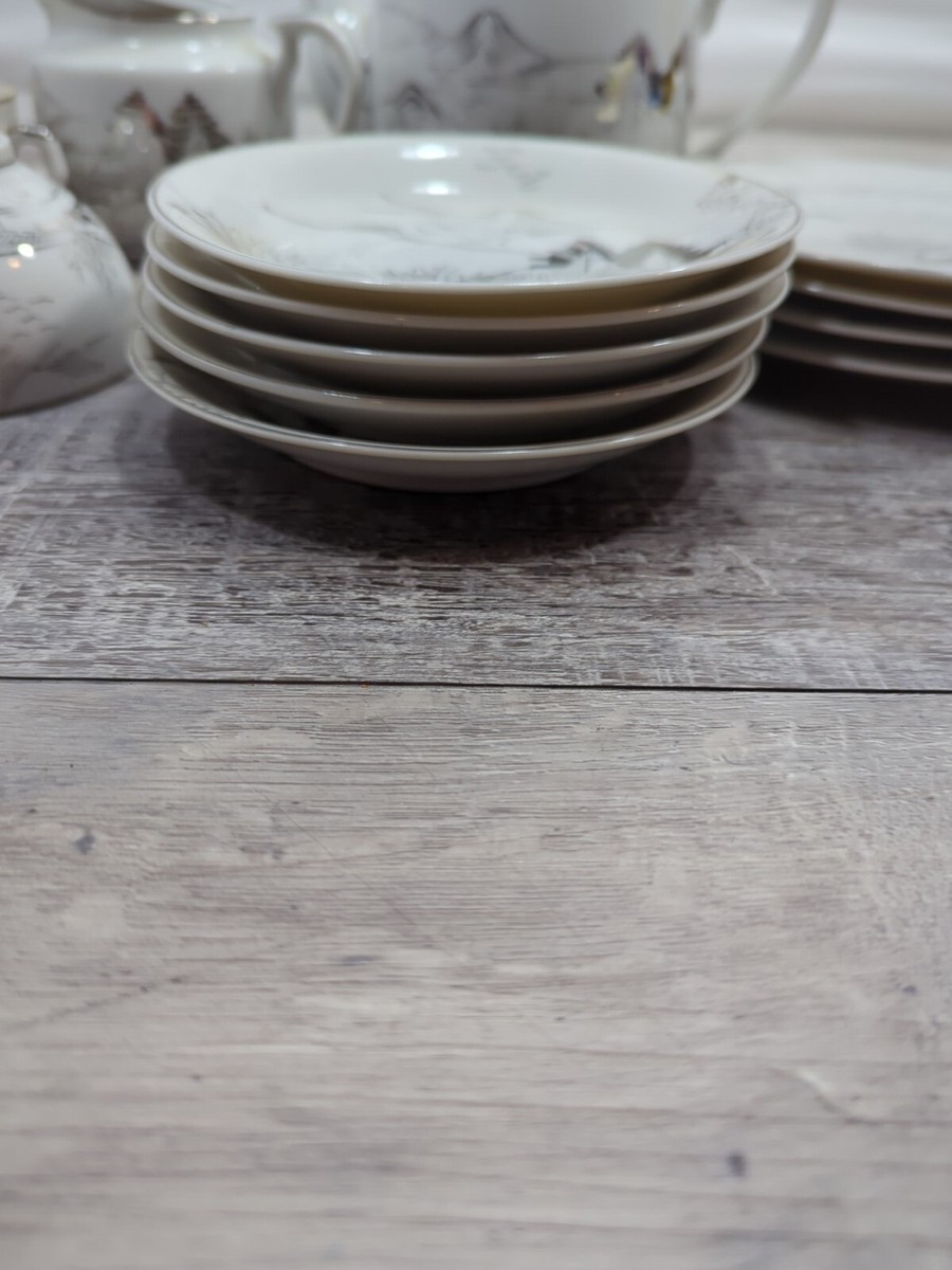 Vintage Kutani China Mountains Art Hand Painted In Japan Tea Vintage Kutani China Mountains Art Hand Painted In Japan Tea
