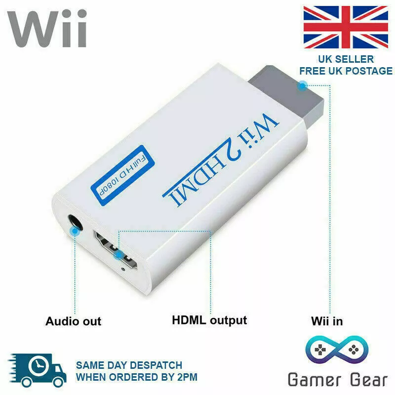 Wii to hdmi WII2HDMI FULL HD 1080P CONVERTER ADAPTER ADAPTOR AUDIO SUPPORT  Portable Wii to HDMI Wii2HDMI Full HD Converter Audio Output Adapter TV  White 