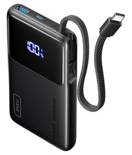 INIU 10000mAh Fast Charge Power Bank USB-C/USB-A Built-In Cable Display