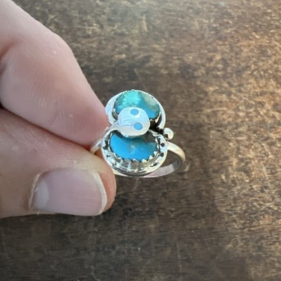 Effie C. Zuni ターコイズ スネーク リング Effie Calavaza Zuni Effie C Turquoise Snake Eyes Ring Size 8 #A