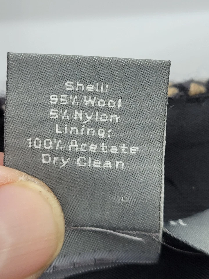 Falda Ann Taylor para mujer 4 negra marrón a cuadros solapa bolsillo lana academia carrera Foto 4 de 4