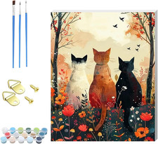 cat DIY Paint by Numbers for Adults,Wooden Framed Painting by Number Kits on Can