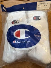 Champion PK 6 Pair White Mens Cotton Crew Socks Size 6-12