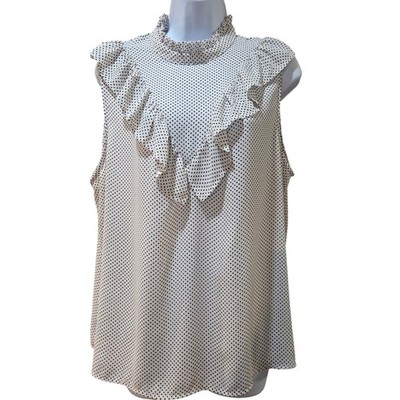 Who What Wear Polka Dot Ruffle High Neck Sleeveless Blouse Keyhole Back Top XXL