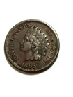 1865 Bronze Indian Cent, Plain Five in Date, Nice VF+ Coin