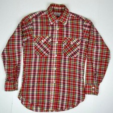 Vintage Levis Plaid Western Shirt Size M 70s 80s Color Pop Yellow Red Grunge