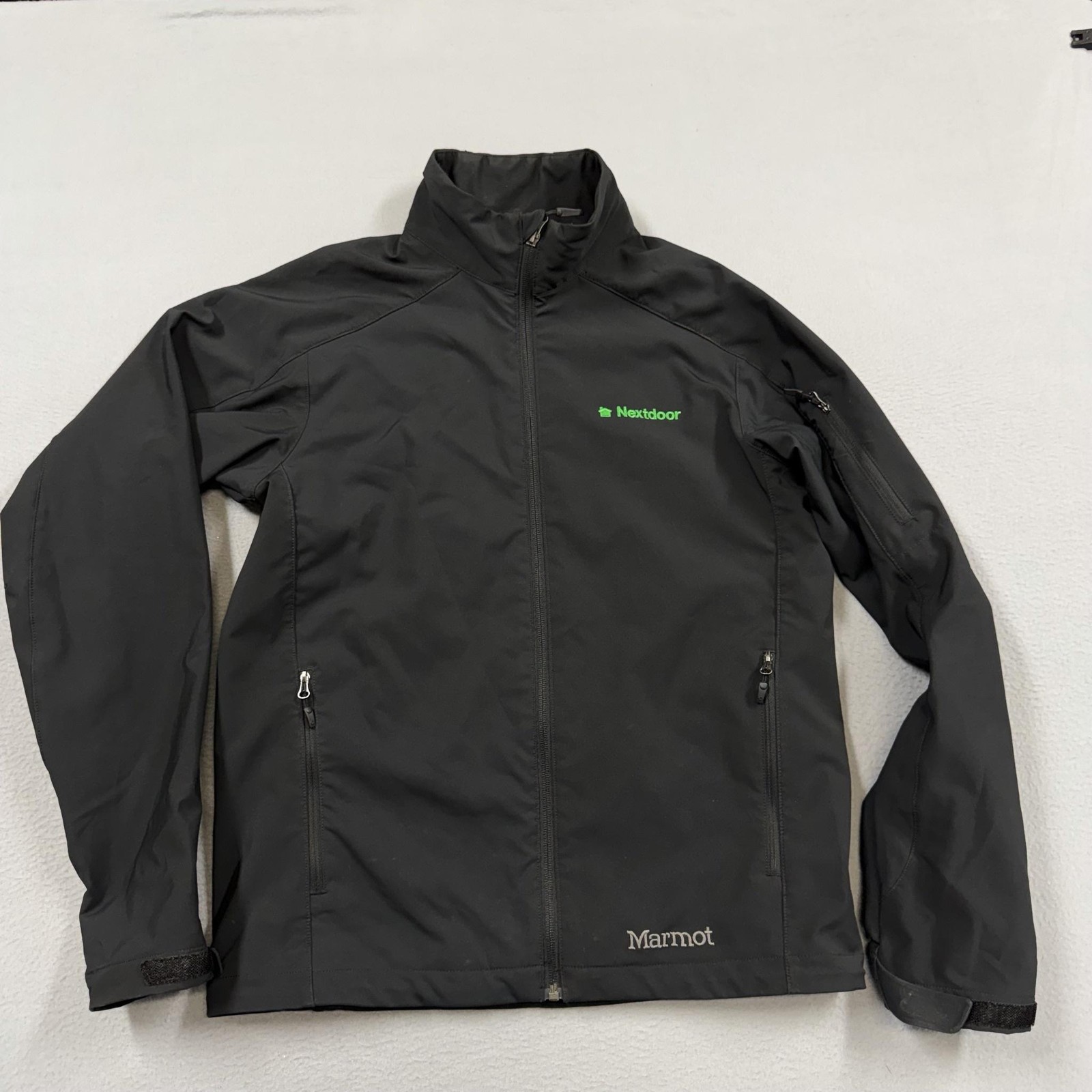 Marmot Jacket Mens Small Black Softshell Full Zip Nextdoor Logo Windbreaker