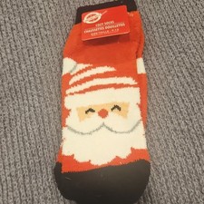 Christmas House Cozy Santa Claus Kids Bed Socks Red White Black Size 9-13