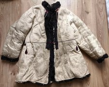 RARE Vintage Hutsul Hand made Ukrainian traditional leather fur jacket kozhuh 