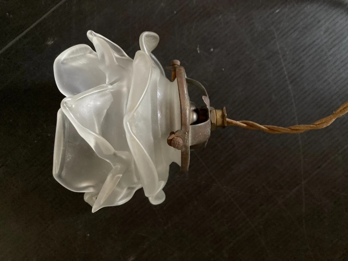 Tulipe De en Verre Vert Avec Plupart Pièce Rechange Lampe Vintage 60 Ampoule