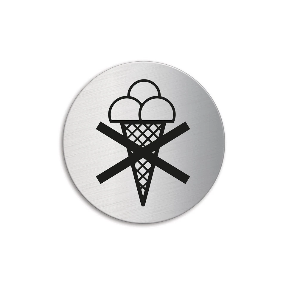 Schild Eis verboten Ø 60 mm Türschild aus Edelstahl matt gebürstet selbstklebend - Bild 1 von 1