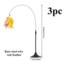 Interactive Cat Wand Toy with Suction Cup, 3-Piece Feather Teaser Set for Cats