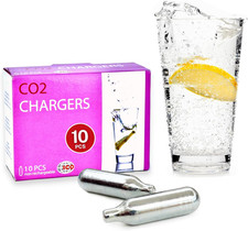 ICO 10-Pack 8G CO2 Cartridge for Sparkling Water Maker, CO2 Non-Threaded 
