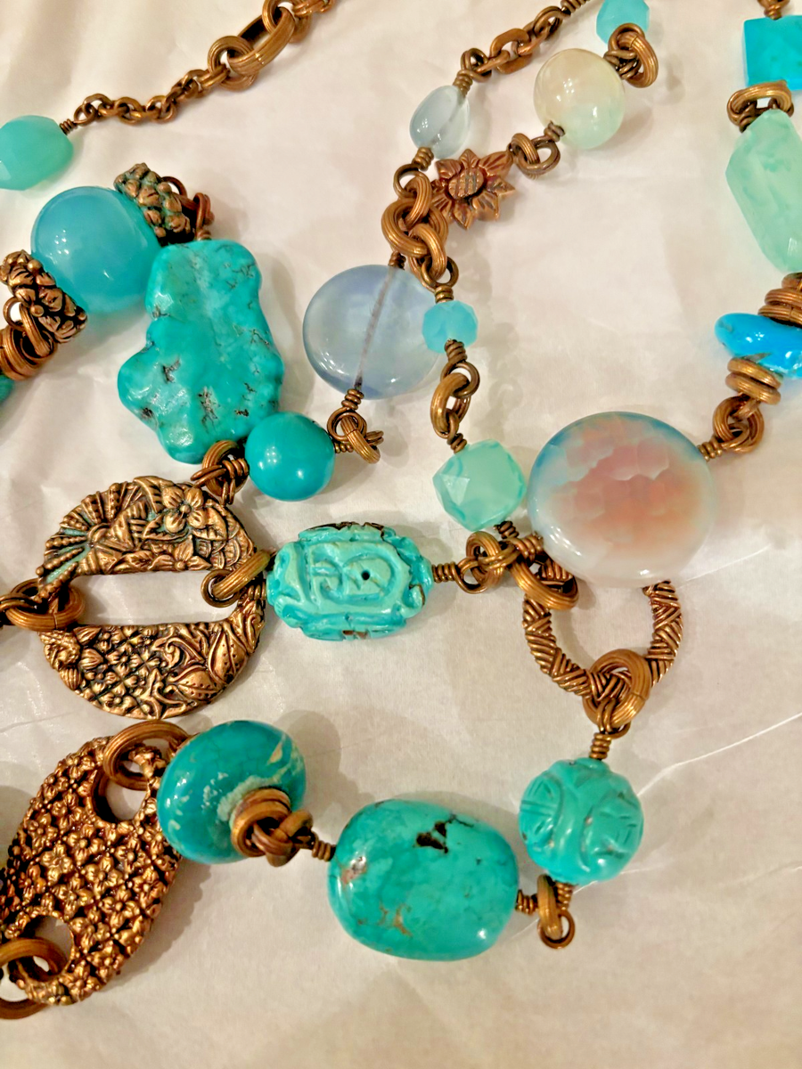 Stephen Dweck Turquoise and Multistone Necklace | eBay