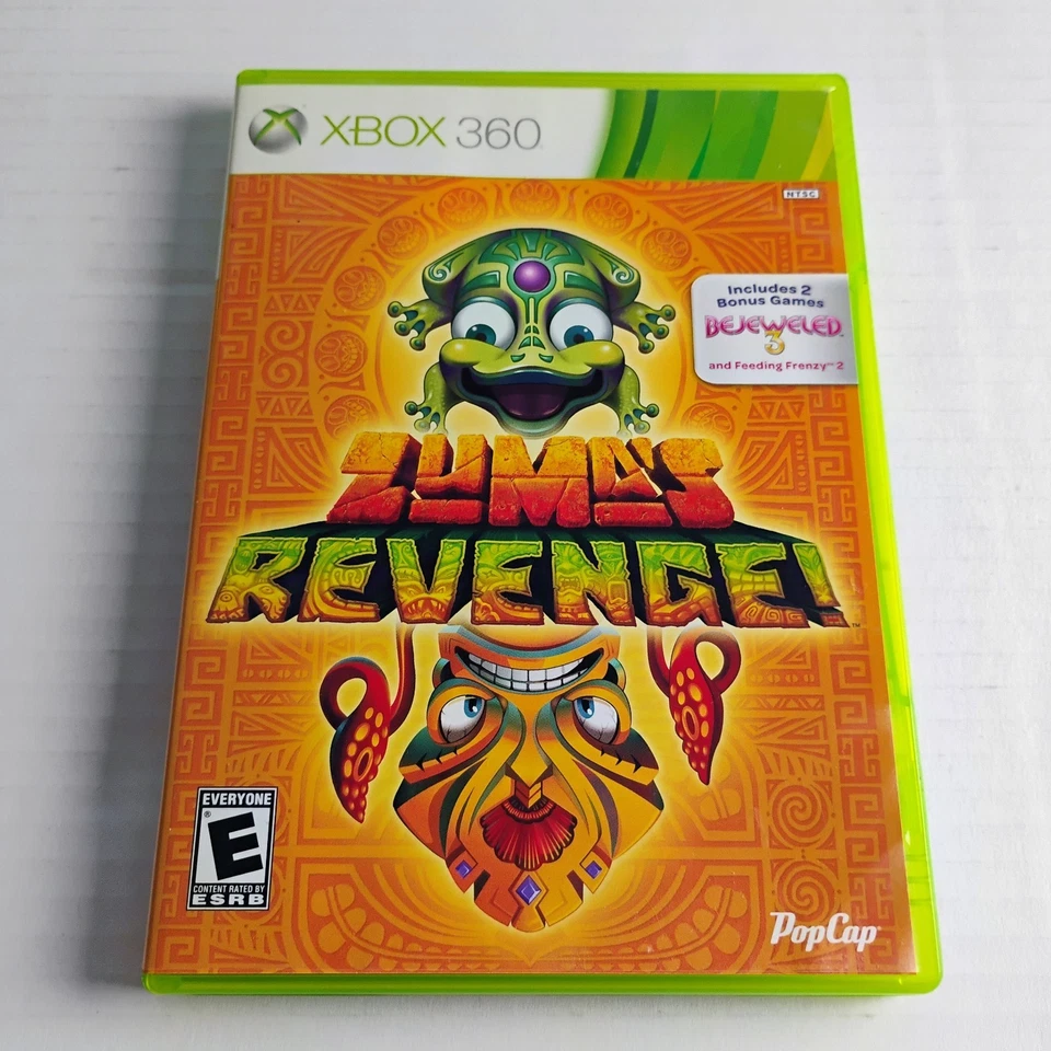Zuma's Revenge with Bejeweled 3 and Feeding Frenzy 2 Xbox 360 CIB with Manual - Image 2 of 4