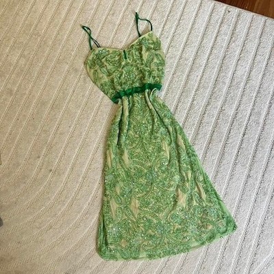 VTG Y2K Tracey Reese New York Size 4 100% Silk Beaded Embellishments Fairy