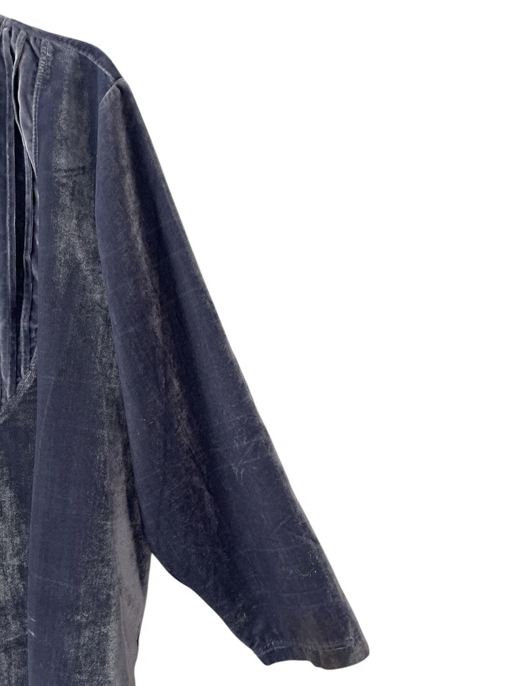 Blusa Mainstreet Azul Top Mujer 1X Azul Terciopelo Pintuck Cuello Mandarín De Colección Foto 2 de 4