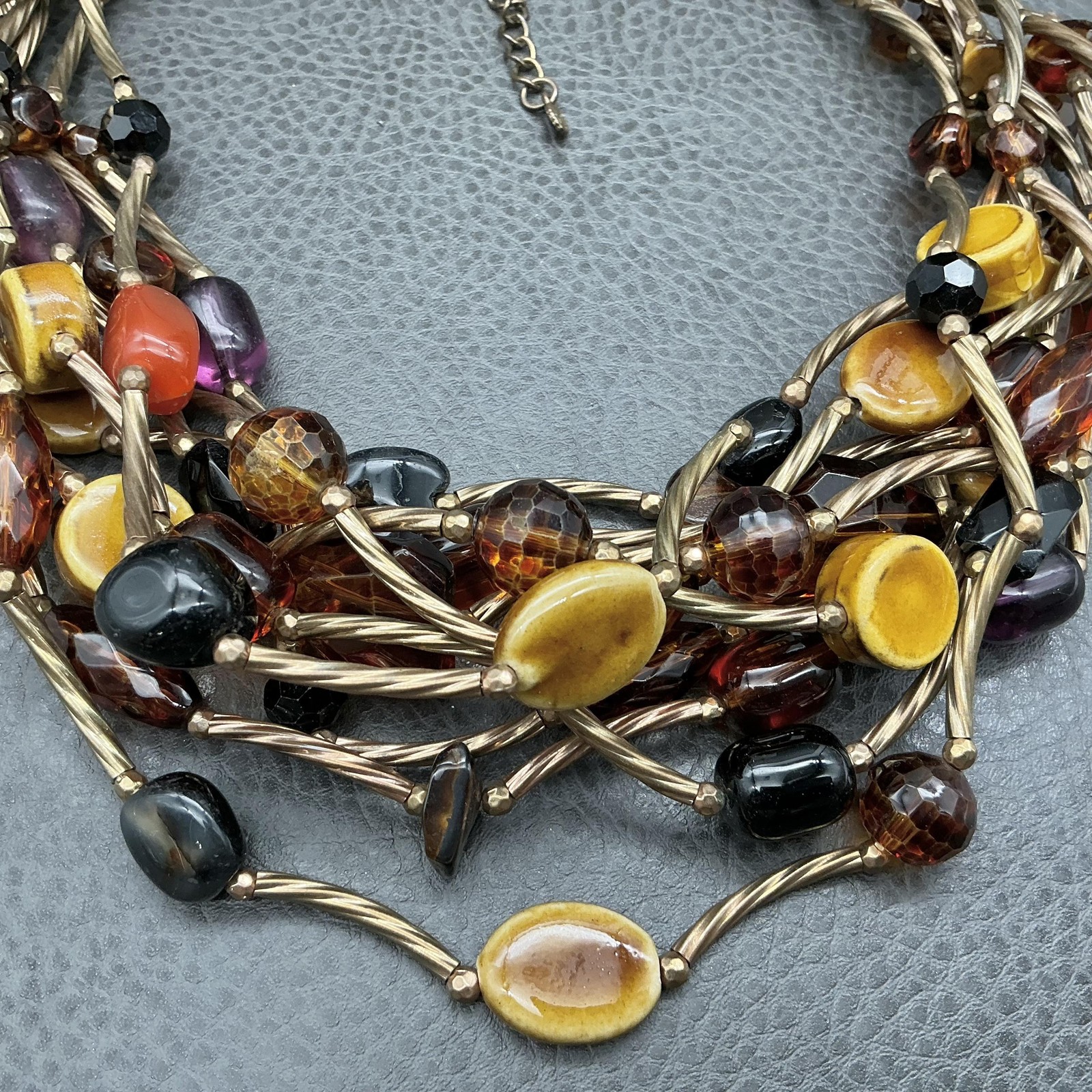 Multicolor Beaded Multi Strand Statement Necklace… - image 3