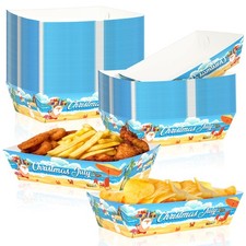 50Pcs Summer Christmas Paper Food Trays, Heavy Duty Disposable July Christmas...