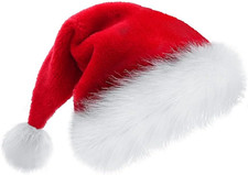 Christmas Santa Hat Kids Adults Plush Velvet Holiday Xmas Hat Unisex