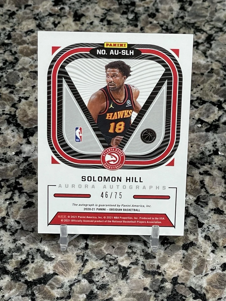 2020 Panini Obsidian Aurora Electric Etch Purple 46/75 Solomon Hill #AU-SLH Auto - Image 2 of 2