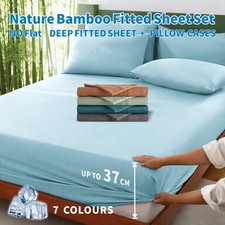2000TC Nature Ultra Bamboo Blend Fitted Sheet &Pillowcase Set (NO FLAT) D/Q/K/SK