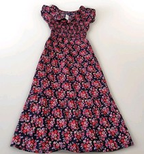 Gap Fit And Flare Flatter Sleeve Smoke Dress Tall M Womens Blue Print Floral NWT