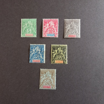 FRANZÖSISCHE KOLONIEN - MADAGASKAR 1900/06 ORDENTLICH, SERIE VON 6 WERTEN LING. MH*