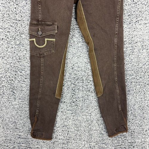 Goode Rider Jeans Womens 26L Brown Equestrian Knee Patch Riding Pants Stretch - Picture 4 of 16