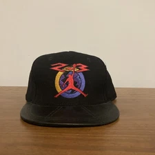 VTG Nike Air Michael Jordan 23 Jungle Jump Man Snapback Hat Wool Leather + Pin