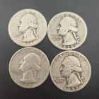 Lot of 4 Washington Silver Quarter Various Dates 1936 1939 1943 1952