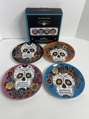 Williams Sonoma Day of the Dead Salad Plates Set of 4 Dia de los Muertos Party