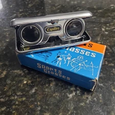 Folding Binoculars Collapsible Vintage CRYSTAR SPORT GLASSES Made in Japan 1950s